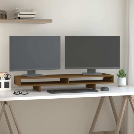 Soporte de monitor madera maciza pino marrón miel 100x27x14 cm vidaXL