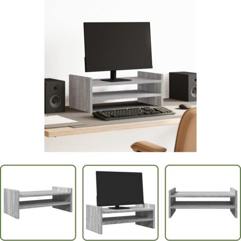 Soporte de monitor -  Soporte de pantalla madera ingeniería gris Sonoma 50x27x20 cm