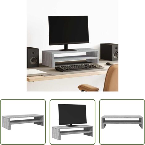 Soporte de monitor -  Soporte de pantalla madera ingeniería gris Sonoma 54x22x15 cm