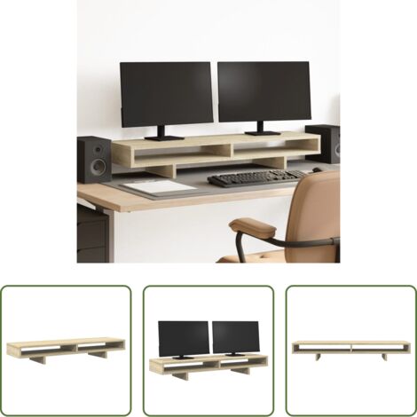 Soporte de monitor -  Soporte de pantalla madera ingeniería roble Sonoma 100x27x15 cm