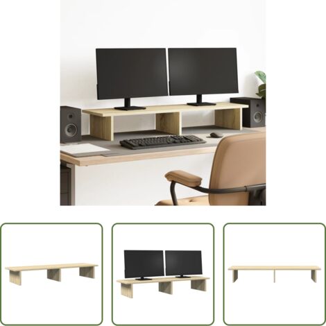 Soporte de monitor -  Soporte de pantalla madera ingeniería roble Sonoma 100x27x15 cm