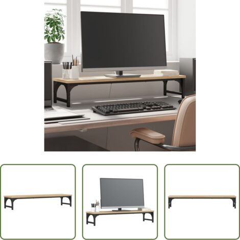 Soporte de monitor -  Soporte de pantalla madera ingeniería roble Sonoma 85x23x15,5cm