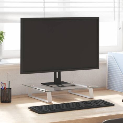 Soporte de monitor vidrio templado y metal blanco 40x35x8 cm vidaXL