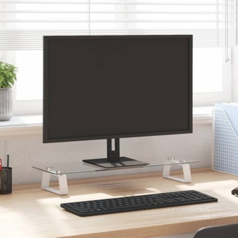 Soporte de monitor vidrio templado y metal blanco 60x20x8 cm vidaXL