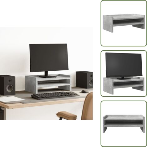 Soporte de oficina - vidaXL Soporte de pantalla madera ingeniería gris hormigón 42x24x16 cm - Soporte de trabajo