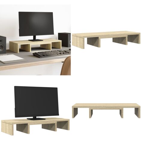Soporte de pantalla ajustable madera roble Sonoma 60x24x10,5 cm - Soporte de monitor - Soporte de monitor de madera