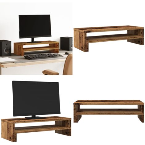 Soporte de pantalla madera ingeniería envejecida 54x22x15 cm - Soporte de monitor - Madera envejecida