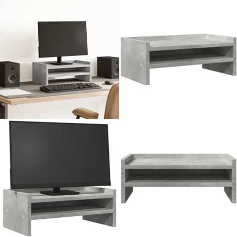 Soporte de pantalla madera ingeniería gris hormigón 42x24x16 cm - Soporte de monitor - Soporte de madera