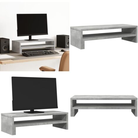 Soporte de pantalla madera ingeniería gris hormigón 54x22x15 cm - Soporte de monitor - Madera de ingeniería