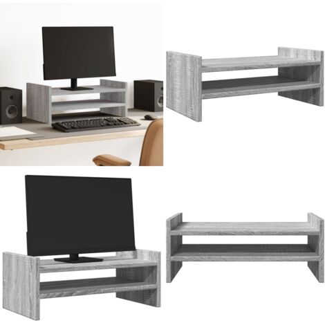 Soporte de pantalla madera ingeniería gris Sonoma 50x27x20 cm - Soporte de monitor - Madera de ingeniería