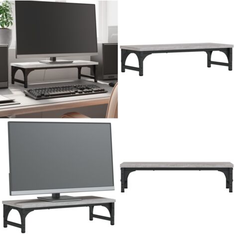 Soporte de pantalla madera ingeniería gris Sonoma 55x23x14 cm - Soporte de monitor - Soporte de monitor de madera