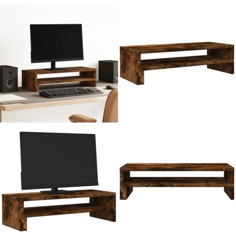 Soporte de pantalla madera ingeniería roble ahumado 54x22x15 cm - Soporte de monitor - Madera de ingeniería