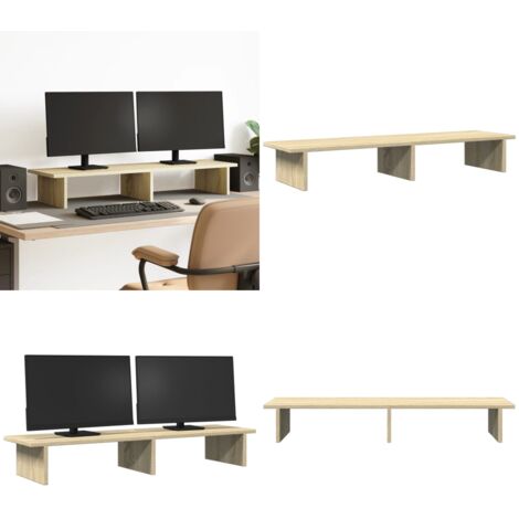 Soporte de pantalla madera ingeniería roble Sonoma 100x27x15 cm - Soporte de monitor - Madera de ingeniería