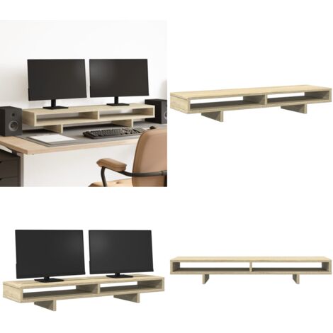 Soporte de pantalla madera ingeniería roble Sonoma 100x27x15 cm - Soporte de monitor - Madera de ingeniería