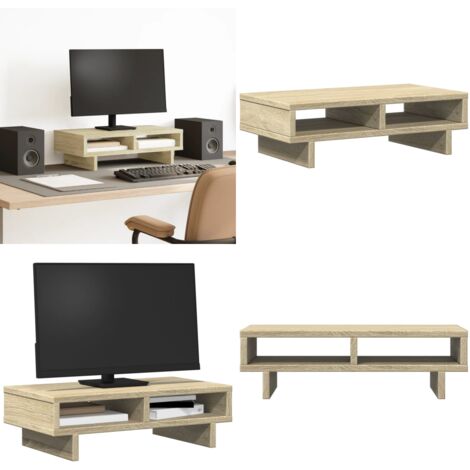 Soporte de pantalla madera ingeniería roble Sonoma 50x27x15cm - Soporte de monitor - Madera de ingeniería
