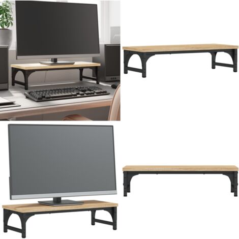 Soporte de pantalla madera ingeniería roble Sonoma 55x23x14 cm - Soporte de monitor - Soporte de computadora