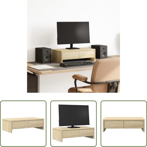 Soporte de pantalla -  Soporte de monitor cajones madera roble Sonoma 50x27x15 cm