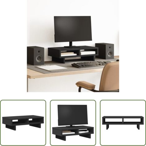 Soporte de pantalla -  Soporte de monitor madera ingeniería negro 50x27x15 cm