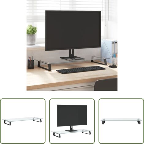 Soporte de pantalla - Soporte de monitor vidrio templado y metal negro 80x35x8 cm
