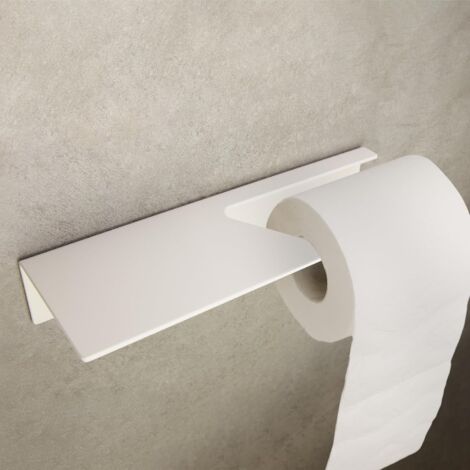 Soporte de papel higiénico autoadhesivo para montaje en pared, no requiere taladrar, multifuncional, blanco, 28 x 12,5 x 3,5 cm