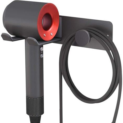 Soporte de pared adhesivo para secadores de pelo Dyson, fabricado en acero inoxidable SUS-304. Ideal para guardar secadores de pelo Dyson supersónicos, sus enchufes, difusores y boquillas.