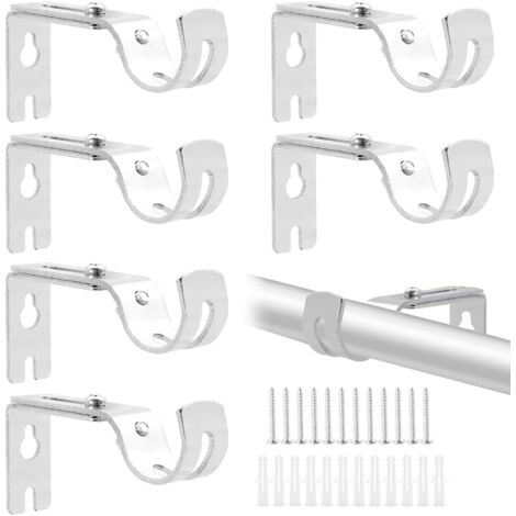Soporte de pared ajustable, 6 soportes para barra de cortina, soporte para barra de cortina, barra de cortina de metal, soportes, barras de cortina, soporte de pared con tornillos de fijación para bar