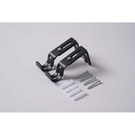 Soporte de pared ajustable KZQ para barras de cortina, juego de 2, negro