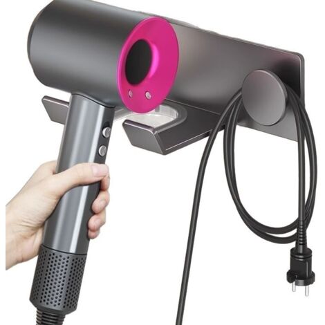 Soporte de pared autoadhesivo para secadores de pelo, fabricado en acero inoxidable SUS-304, apto para secadores de pelo supersónicos, tomas de corriente, difusores y boquillas.