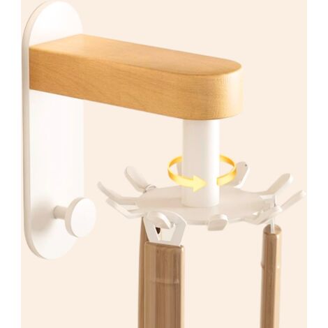 Soporte de pared autoadhesivoEstante para utensilios de cocina de color blanco haya para colgar ollas, sartenes, espátulas y cucharas. Incluye 10 ganchos y 1 gancho resistente.