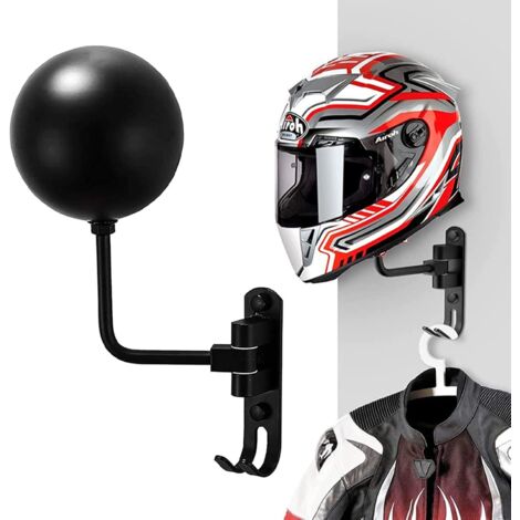 Soporte de pared giratorio para cascos de moto y bicicleta, con gancho, 1 pieza