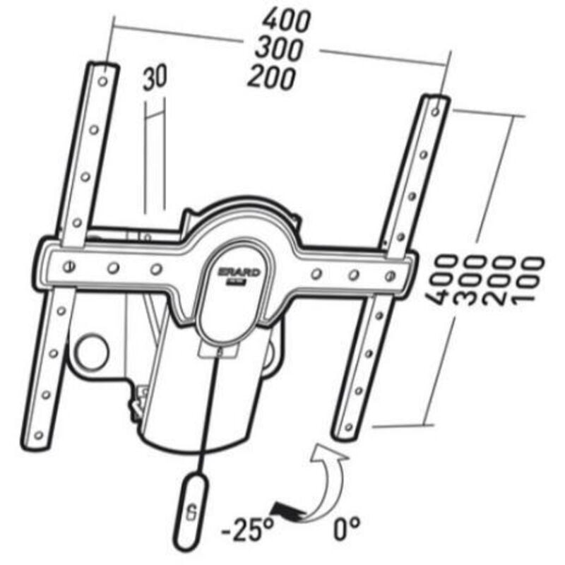 Itb TiLTiT 400 - Soporte de pared para pantalla plana (30 kg, 400 x 200, 400 x 400 mm, 0-25°, Negro, 762-1320,8 mm (30-52'))