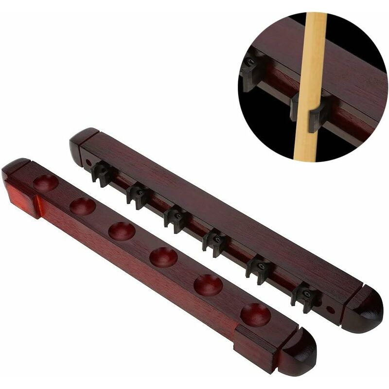 

Soporte de pared para billar soporte de pared para tacos de billar, 6 soportes para tacos de billar, palos de accesorios de billar - Litzee