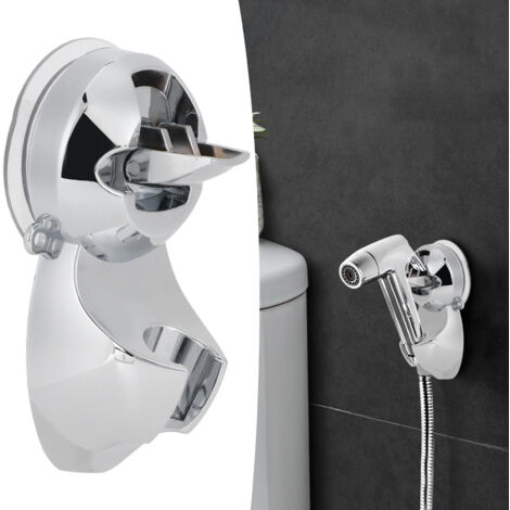 Soporte de pared para cabezal de ducha fabricado en ABS con ventosa ajustable, material duradero, no requiere montaje para todas las superficies lisas (13,5 x 7 cm).