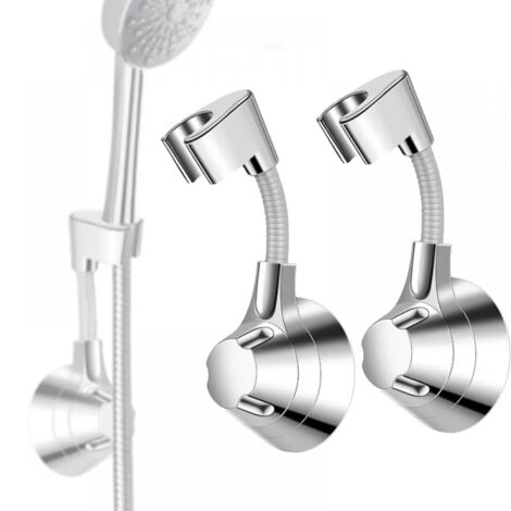 Soporte de pared para cabezal de ducha - no requiere perforación, capacidad de carga de 5 kg, color plata, apto para duchas de mano, 2 unidades