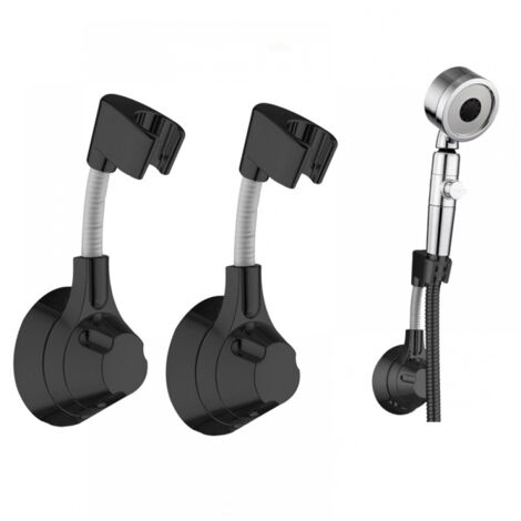 Soporte de pared para cabezal de ducha: no requiere taladrar, capacidad de carga de 5 kg, color negro, para duchas de mano, juego de 2 unidades.