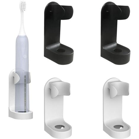 Soporte de pared para cepillos de dientes eléctricos, blanco y negro, 4 unidades