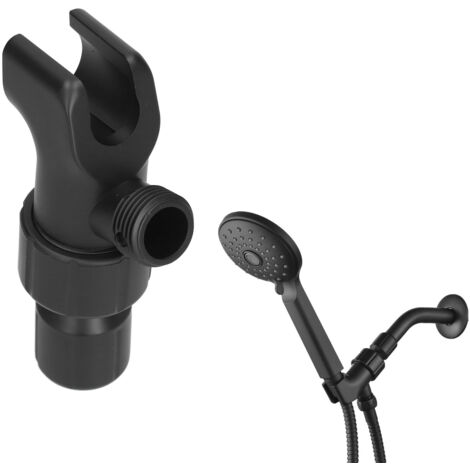 Soporte de pared para ducha de mano – Ducha de mano universal G1/2 fabricada en ABS negro – Soporte de pared ajustable 360° para ducha de mano