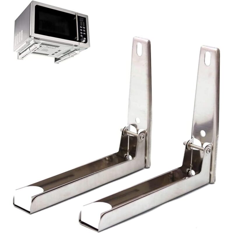 Soporte de pared para horno microondas Acer (2 piezas), universal, plegable y resistente, compatible con la mayoría de los hornos (plateado y blanco)
