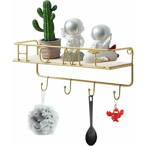 Soporte de pared para llaves, estantes de pared, estante flotante, ganchos de pared para llaves, organizador de correo de entrada, 4 ganchos sin costuras para el hogar, la oficina, el pasillo, la deco