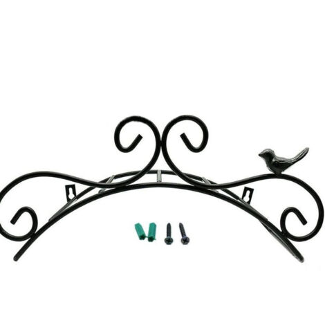 Soporte de pared para manguera de jardín de metal - Diseño de pájaro de hierro fundido antiguo, negro, 38 x 15 cm
