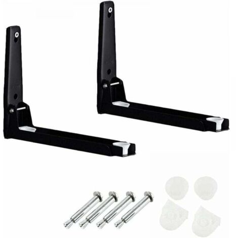 Soporte de pared para microondas negro de 2 piezas, plegable y retráctil, apto para todos los hornos microondas, peso máximo del microondas 50 kg - estante de pared
