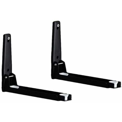 Soporte de pared para microondas, soporte negro para microondas, soporte de acero inoxidable para microondas, compatible con todos los soportes de cocina para microondas.