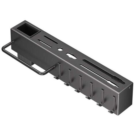 Soporte de pared para palillos y cuchillos – Organizador práctico de acero al carbono, 8 ganchos, negro, 50 x 6 x 6,7 cm