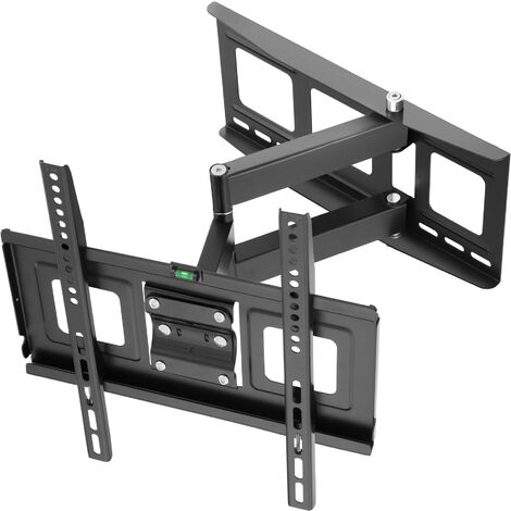 Soporte de pared para pantallas de 32-55“ (81-140cm) inclinable y orientable nivel de aire - soporte para pantalla VESA, base para monitor plano de televisión de acero, soporte para monitores de orden - negro