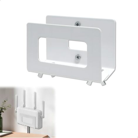 Soporte de pared para router, estante de pared sin necesidad de taladrar, soporte de pared metálico para módem, caja de almacenamiento universal para router, estante adhesivo para sala de estar, dormi