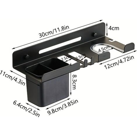 Soporte de pared para secador de pelo  Antideslizante e impermeable - Soporte para rizador de pelo para baño, peluquería, tocador, oficina, habitación de estudiante, apartamento