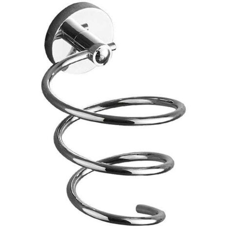 Soporte de pared para secador de pelo (color acero inoxidable), soporte de acero inoxidable para secador de pelo, soporte cromado para cables de baño.