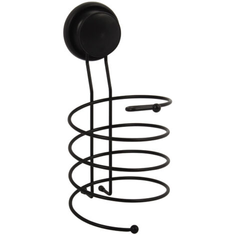Soporte de pared para secador de pelo con ventosas Negro MSV