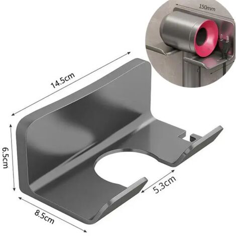 Soporte de pared para secador de pelo, estante de baño, estante de almacenamiento para accesorios, soporte para cepillos de pelo, gris