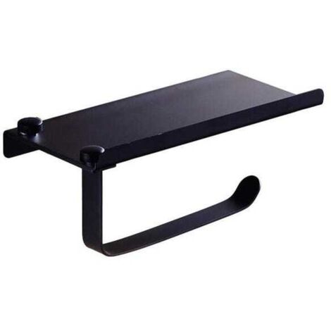 Soporte de pared/portapapeles higiénico/soporte para teléfono de acero inoxidable promocional, color negro, para aseos y baños.